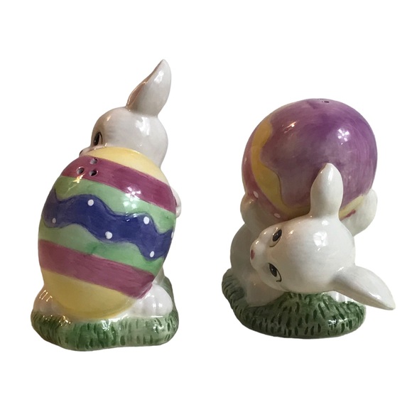 Fitz And Floyd Salt Pepper Shakers Easter Bunny Rabbits Eggs Spring Decorations - Picture 2 of 8